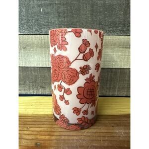Pro Flowers Pink/Red Vase With Floral Patterns Large 8" Retro Look